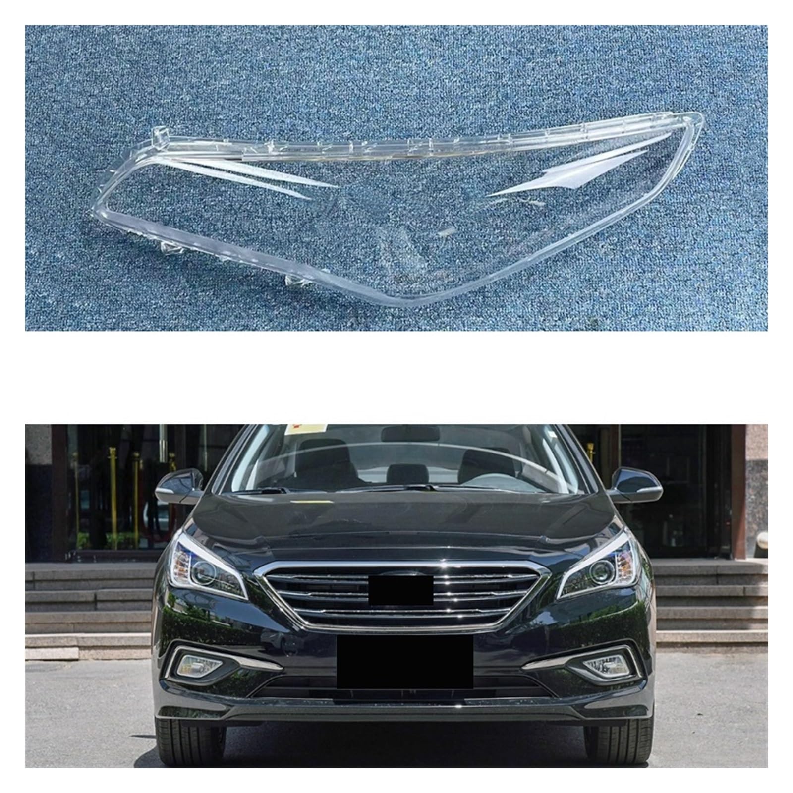 Kompatibel mit Hyundai Sonata 2015 2016 2017, Auto-Frontscheinwerfer-Objektivabdeckung, Auto-Shell, Scheinwerfer-Lampenschirm, Glas, Lampenabdeckung, Kopflampenkappen(Right) von WONOWDQF