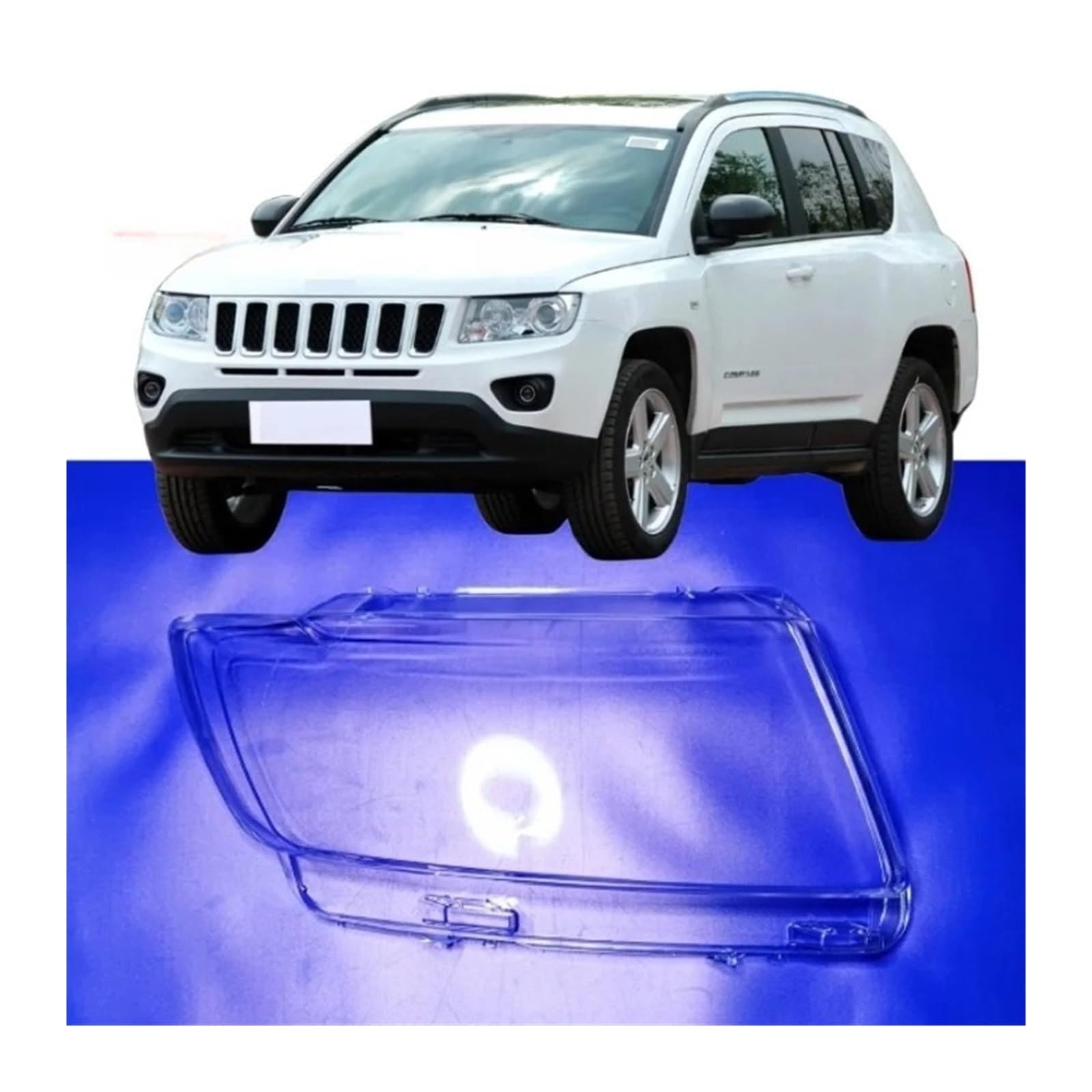 Kompatibel mit Jeep Compass 2011 2012 2013 2014 2015 2016, Autoscheinwerferschale, Scheinwerferglaslinse, Lampenabdeckung, transparentes Lampenschirmgehäuse(Left and Right 2 Pcs) von WONOWDQF