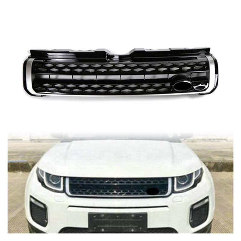 Kompatibel mit Land Rover Range Rover Evoque 2010 2011 2012 2013 2014 2015 2016 2017 2018, oberer Frontgrill, schwarzes Emblem(Siver Black) von WONOWDQF