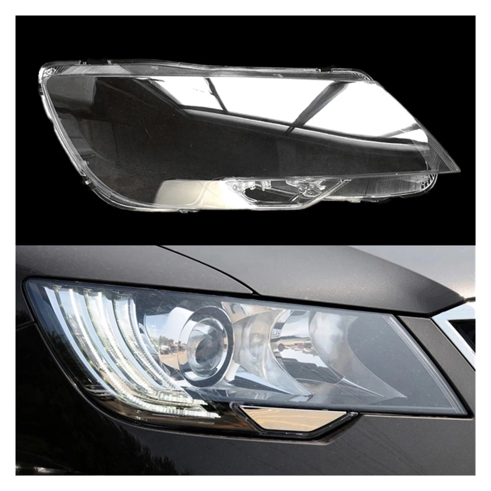 Kompatibel mit Skoda Superb 2013 2014 2015, Auto-Scheinwerferabdeckung, Scheinwerfer-Lampenschirm, Objektivschale, ersetzen Sie die transparente Lampenabdeckung der vorderen Scheinwerfer(Right) von WONOWDQF