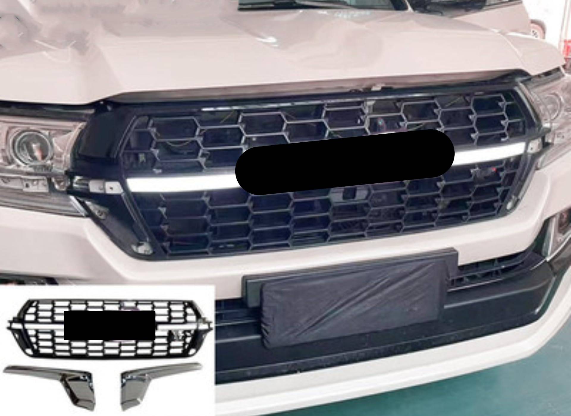 Kühlergrill kompatibel for Toyota Land Cruiser Prado 16–22 Maske mit LED-Licht, Autozubehör(Style1) von WONOWDQF