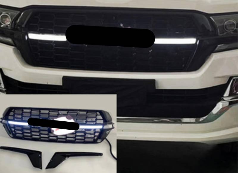 Kühlergrill kompatibel for Toyota Land Cruiser Prado 16–22 Maske mit LED-Licht, Autozubehör(Style2) von WONOWDQF