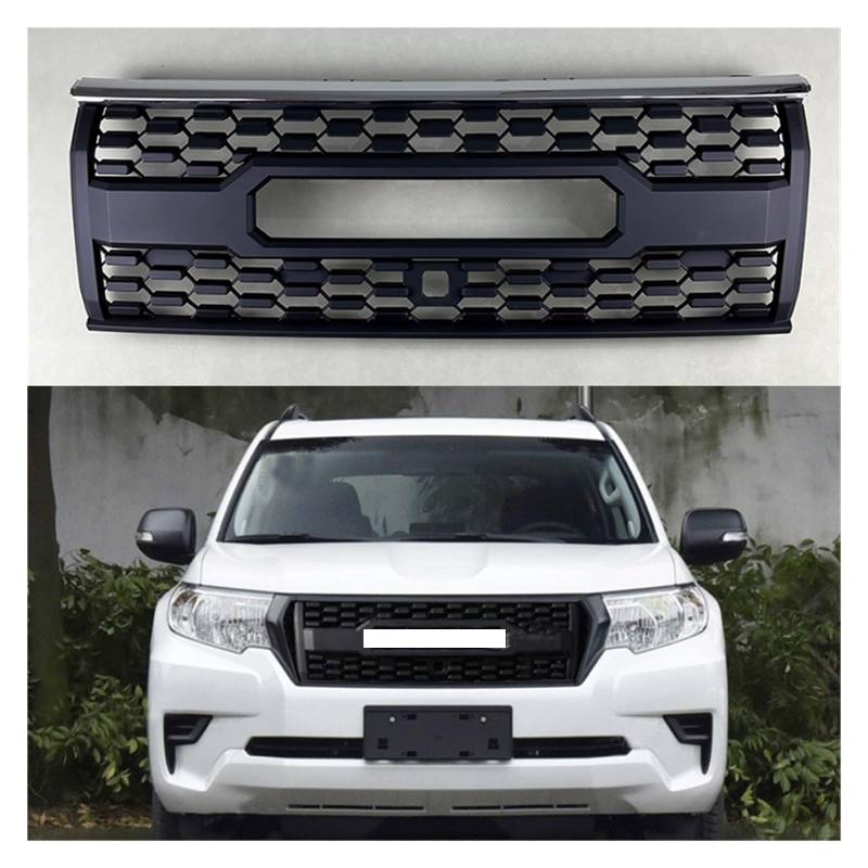 Kühlergrill kompatibel for Toyota Land Cruiser Prado Fj150 2018-2021 Autogrill mit LED-Licht und Emblem, oberes Gitter, Auto-Außenzubehör(Without Light) von WONOWDQF