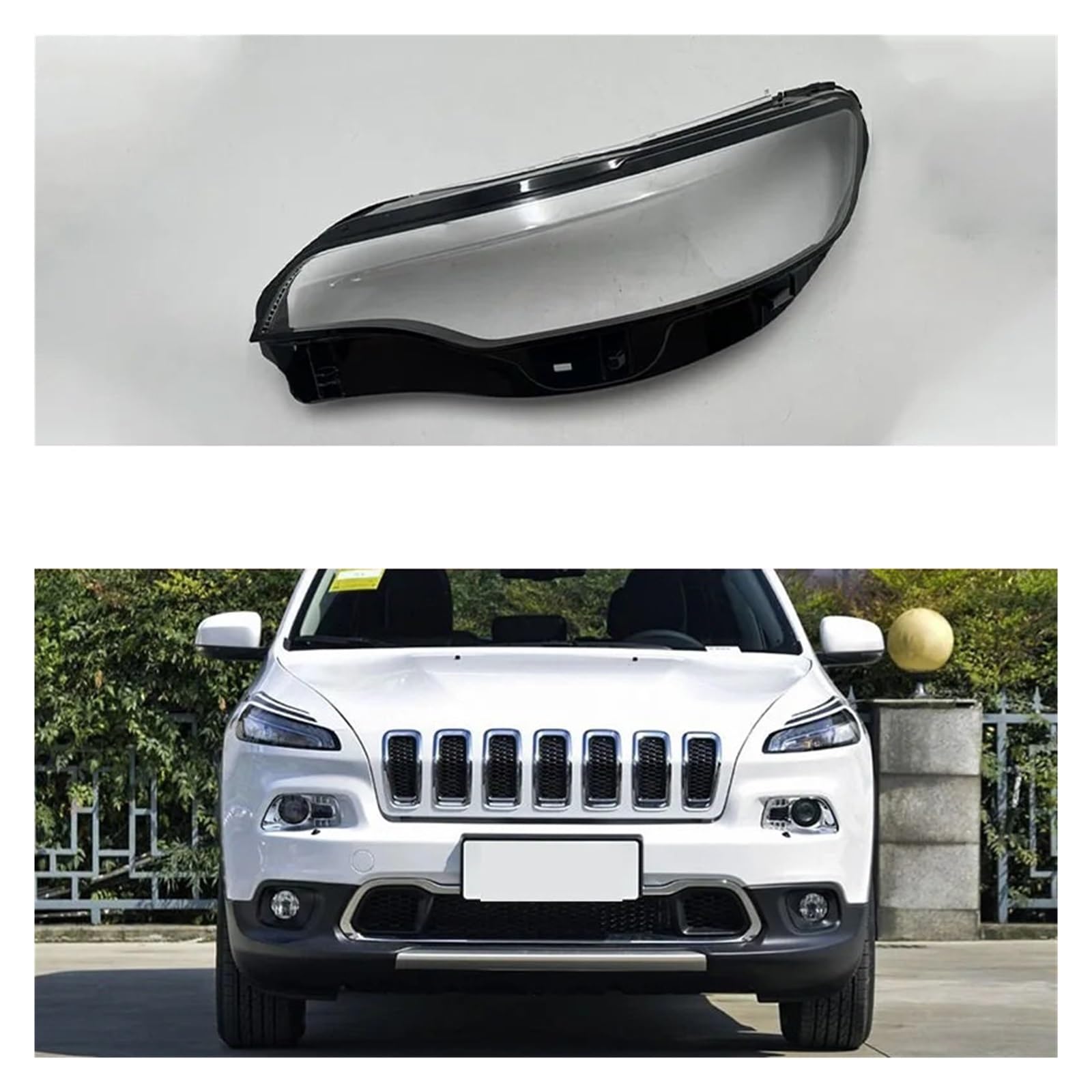 Scheinwerferabdeckung kompatibel for Jeep Cherokee 2019 2020 2021 Kunststoff-Scheinwerferlinse transparente Lampenschirme Shell ersetzen das Originalglas(Left) von WONOWDQF