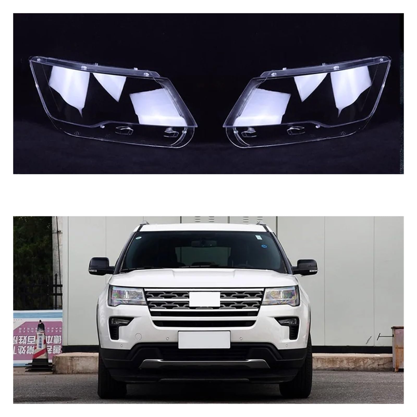 Scheinwerferkappen kompatibel for Ford Explorer 2016 2017 2018 Auto-Frontscheinwerfer-Objektivabdeckung Lampenschirm Lampenabdeckung Kopflampe Licht Glasschale(Left) von WONOWDQF