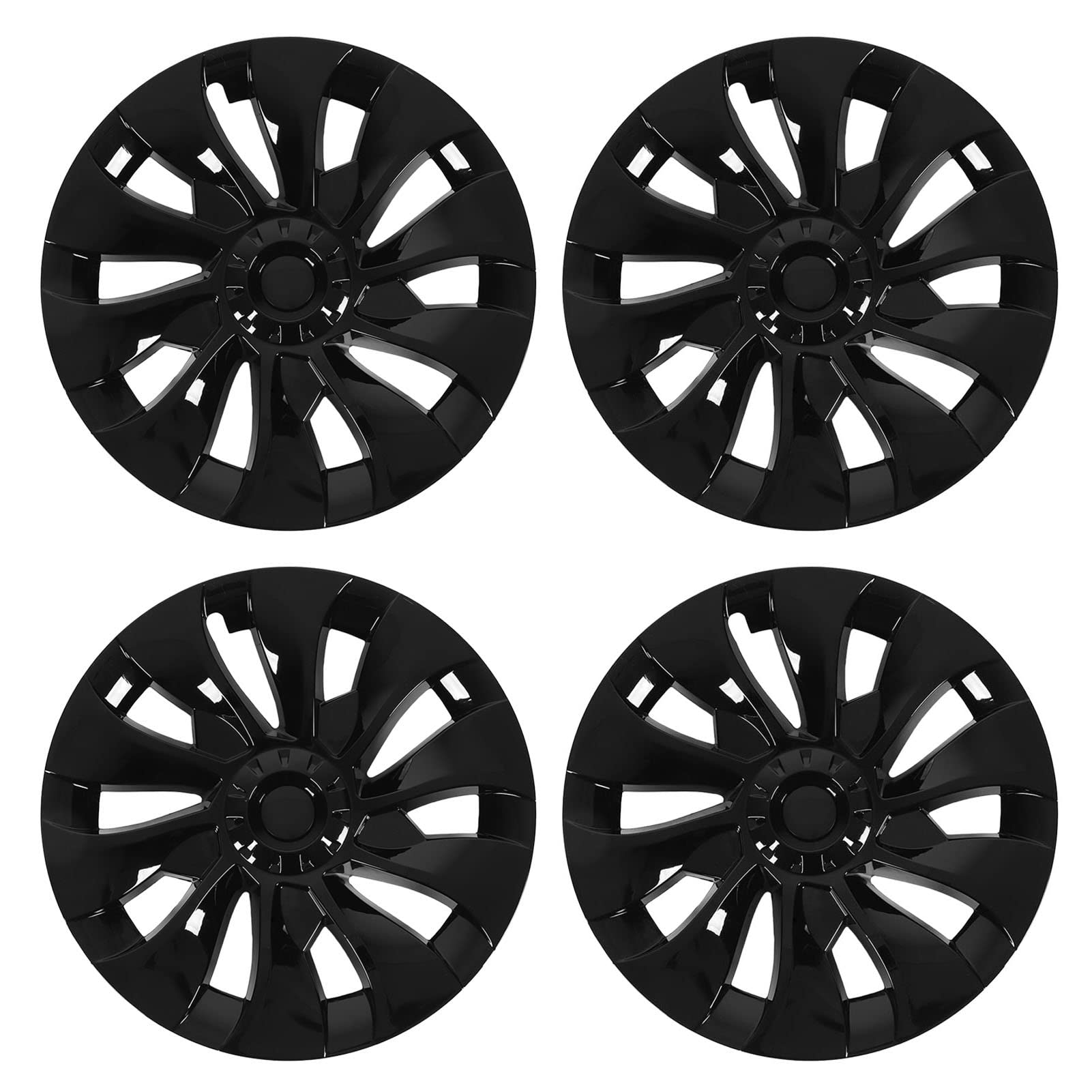 4 Pcs 18in Automobile Hubcap Matte Black Wheel Hub Full Rim Protector Cover Replacement for 2017 to 2023 (Glossy Black) von WONZHEC