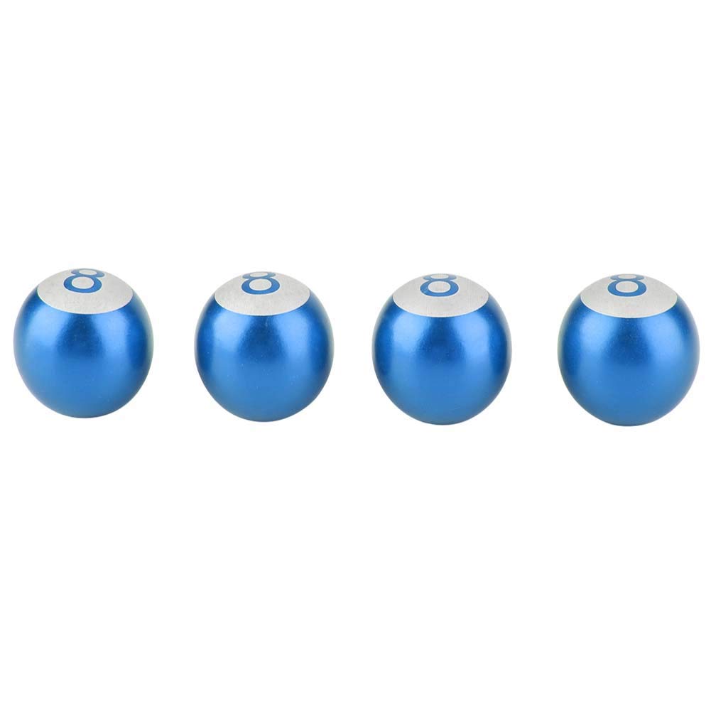 4pcs Aluminiumlegierung Motorradwagen-Lastwagen 8-Ball-Reifenluftventilstammkappen Radstaubabdeckungen (Blau) von WONZHEC