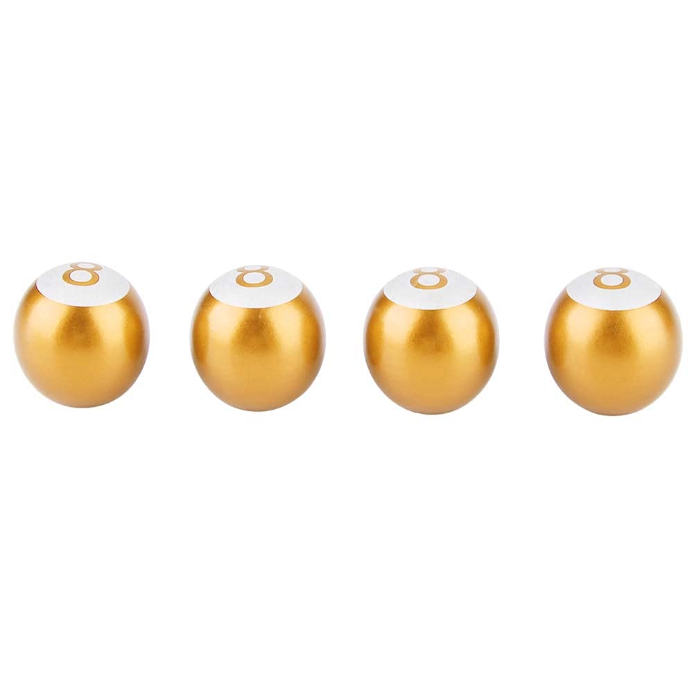 4pcs Aluminiumlegierung Motorradwagen-Lastwagen 8-Ball-Reifenluftventilstammkappen Radstaubabdeckungen (Gold) von WONZHEC