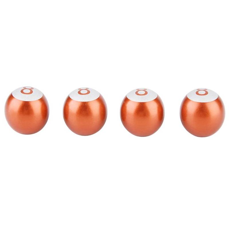 4pcs Aluminiumlegierung Motorradwagen-Lastwagen 8-Ball-Reifenluftventilstammkappen Radstaubabdeckungen (Orange) von WONZHEC