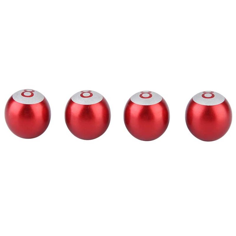 4pcs Aluminiumlegierung Motorradwagen-Lastwagen 8-Ball-Reifenluftventilstammkappen Radstaubabdeckungen (Rot) von WONZHEC