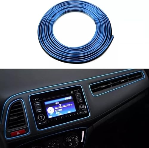 Auto Zierleiste -DIY Innenraum Dekoration Flexible Streifen mit Werkzeug - einfach und ohne Vorkenntnisse - passend für alle Automarken - 5m Rolle (BLAU METALLIC) von WOO LANDO