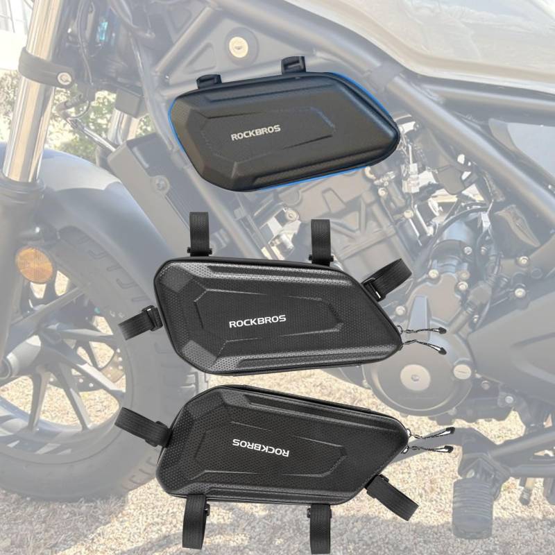 WOOGA Motorrad Kleine Dreieck Seite Tasche wasserdichte Sport Version PU Leder Lagerung Werkzeug Sattel 3.5 Gal (1.5 L) für Ho&nda Rebel CMX 250 CMX 300 CMX500 CMX 1100 Zubehör (1 Paar Tasche) von WOOGA