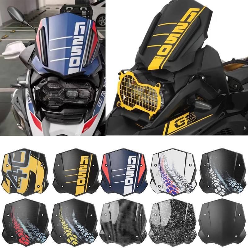 WOOGA Motorrad Kurz Windschutz Scheibe Windschutz Scheibe Fly Screen scheiben Windabweiser für B&M&W R1200GS LC R1200GS ADV 2013-2018 R1250GS R1250GS ADV 2018-2023 Zubehör (Kohlefaser-Look) von WOOGA