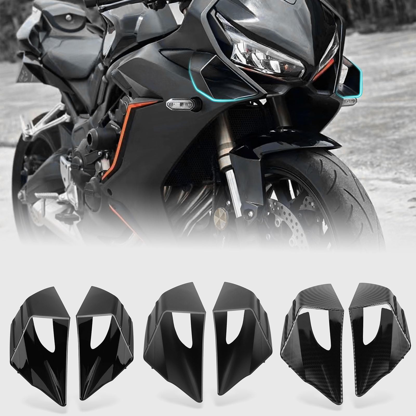 WOOGA Motorrad teile Seite Abtrieb nackt Spoiler Winglet Starr flügel Winglet Verkleidung Flügel für Ho&n&da CBR650R 2019 2020 2021 2022 2023 Su&zu&ki GSX250R (Matt-schwarz) von WOOGA