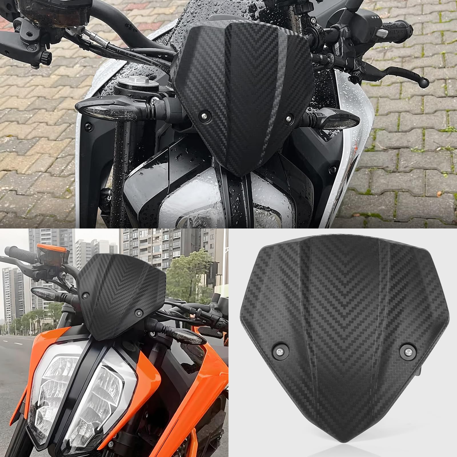 WOOGA Motorrad Windschutz Scheibe Windschutz Scheibe Front Windabweiser Schutz passend für K&T&M Duke 790/890 DUKE790 DUKE890 2018 2019 2020 2021 2022 2023 von WOOGA