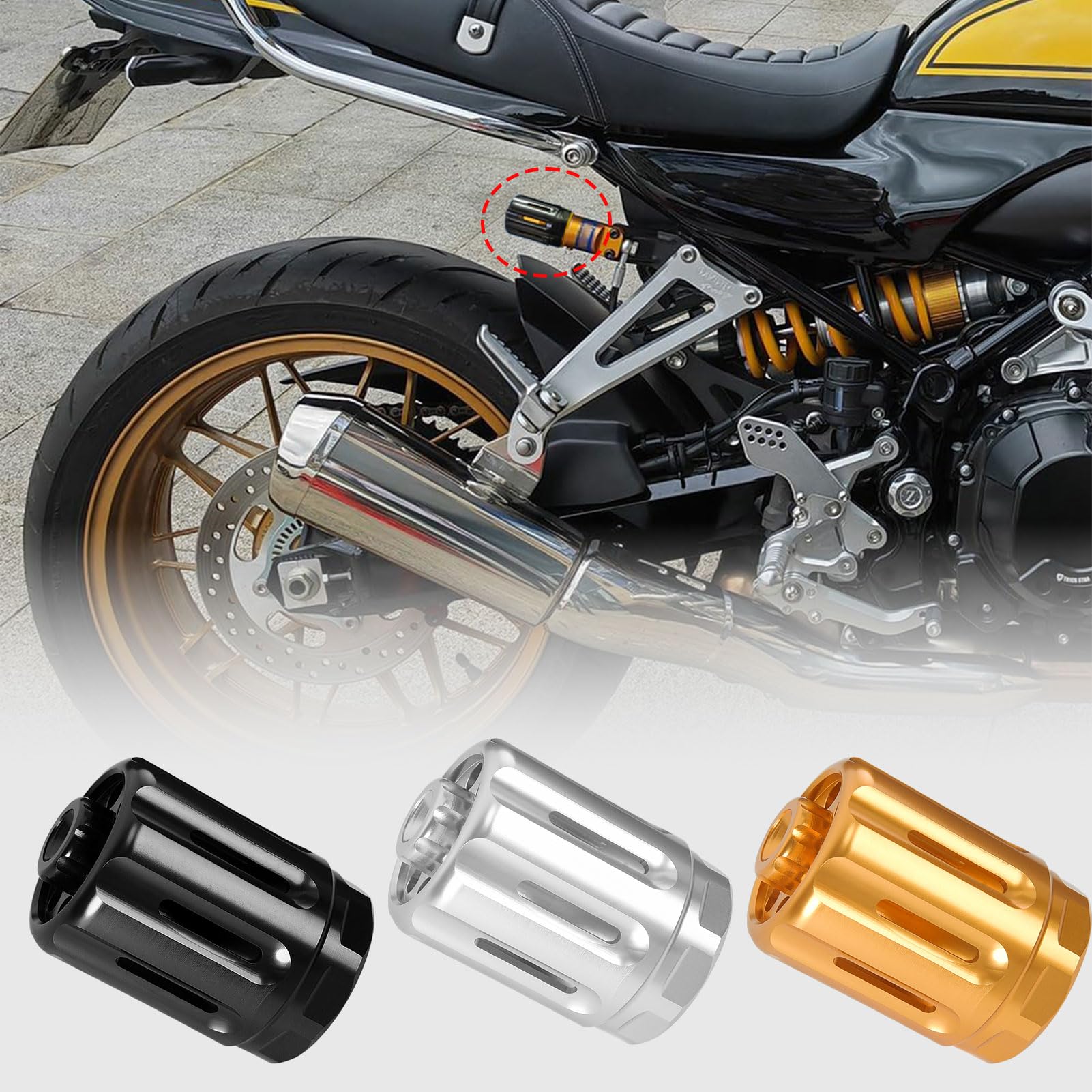 WOOGA Motorrad hinterer stoßdämpfer vorspannung regler knopf modifizierte aufhängung abdeckung compatible with Ohlins S36 S46 TTX36 STX46 (Gold) von WOOGA