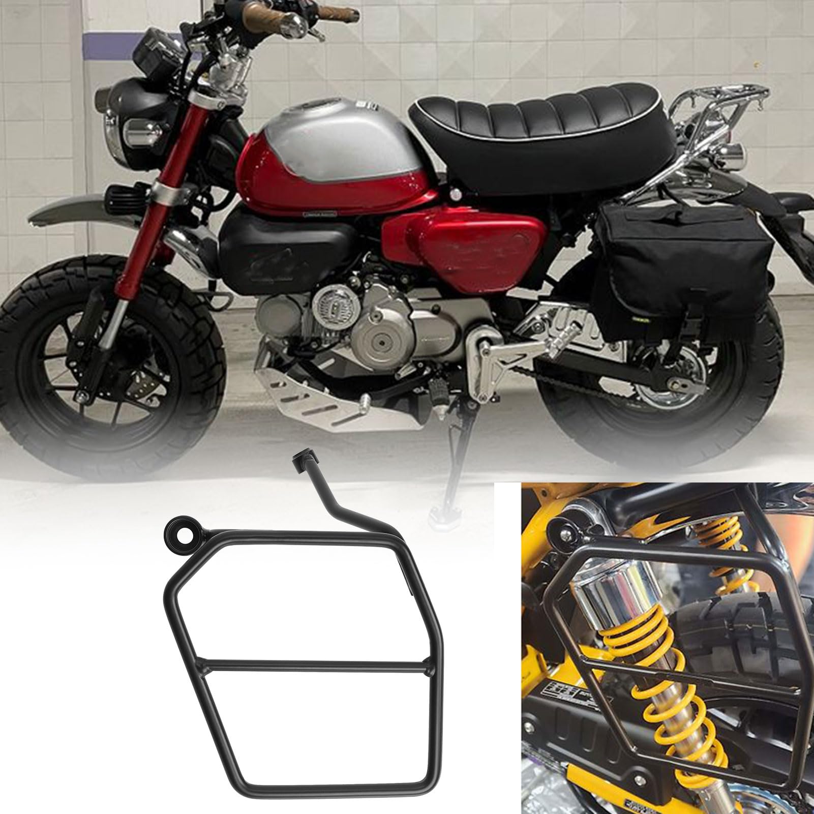 WOOGA Motorradteile Linke Satteltaschenhalterung Schutzstangenhalterung Kofferraumtaschenhalter passend für HO&N&DA Monkey 125/Z125 Z 125 2018-2025 (JB02/JB03/JB05) von WOOGA