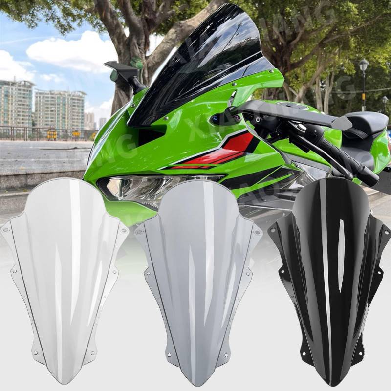 WOOGA Windschutz scheiben verkleidung für Ka&wa&sa&ki Ninja ZX-4R/4RR 2023 2024 Ninja ZX-25R 2021-2024 Motorrad Windabweiser Windschutz scheibe Abdeckung Spoiler (Grauer Rauch) von WOOGA