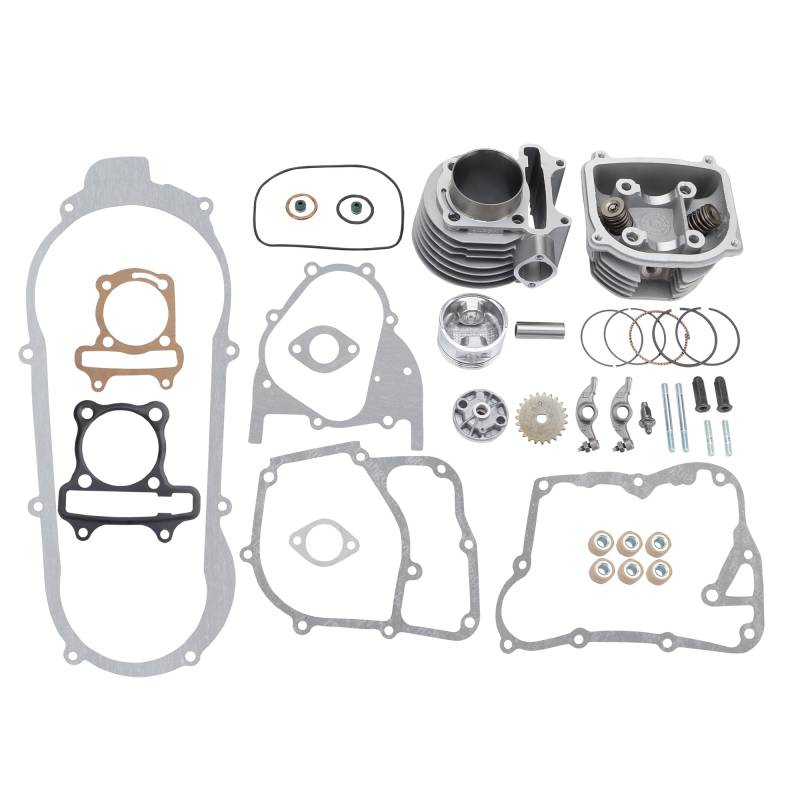 WOOSTAR 57,4mm Große Bohrung Kompletter Zylinder und Zylinderkopf Umbausatz Ersatz für 4 Takt GY6 150ccm 157QMJ 152QMI Motor Chinesisches ATV Quad Roller Go Kart von WOOSTAR