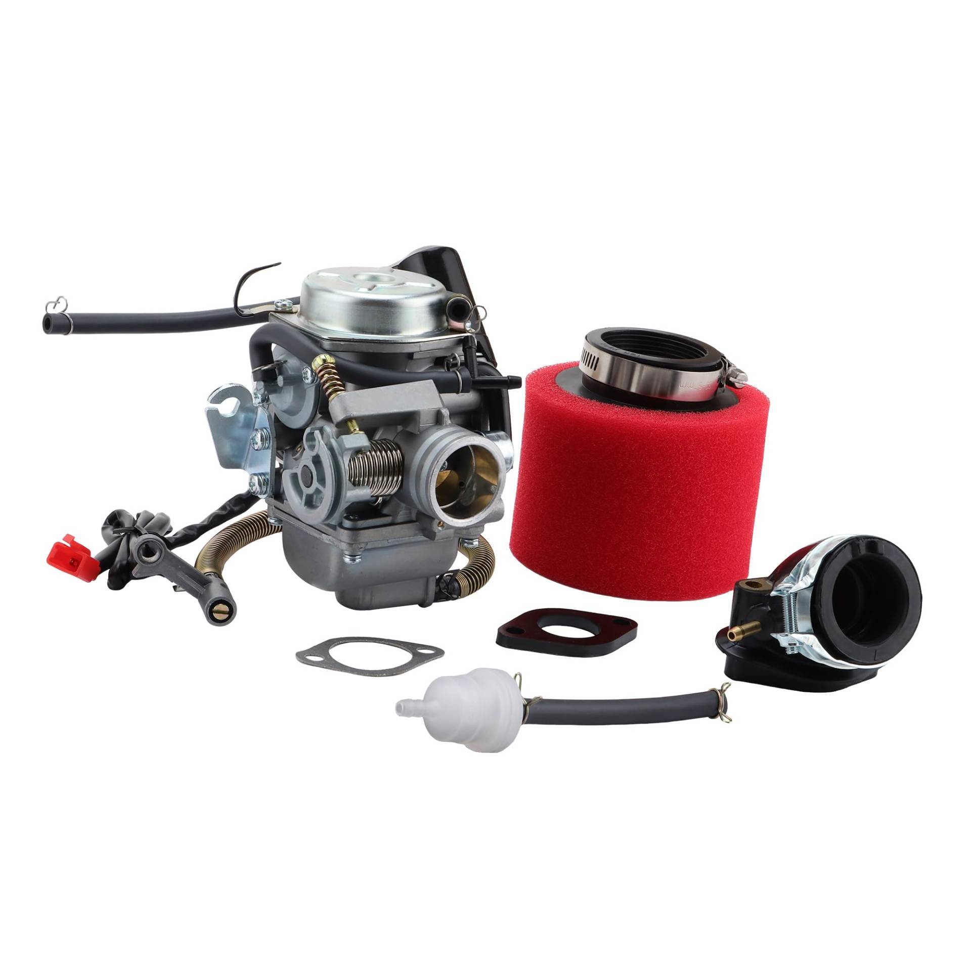 WOOSTAR PD24 Vergaser mit 42mm Luftfilter Ansaugkrümmer Ersatz für 152QMI 157QMJ Motor 4 Takt GY6 125ccm 150ccm TaoTao Go Kart Roller von WOOSTAR