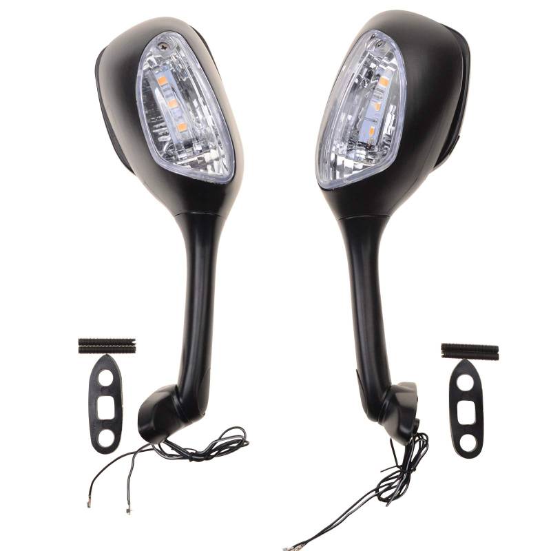 WOOSTAR Seitenspiegel mit Blinker Led Ersatz für Suzuki GSXR600 GSXR750 2006-2012 GSXR1000 2005-2008 K5 K6 K7 K8 K9 Pocketbike Schwarz 2er Pack von WOOSTAR