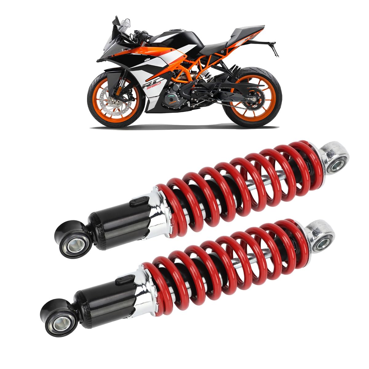 2 Stück Stoßdämpfer, Universal Motorrad Luftstoßdämpfer Hinten, Verstellbarer Stoßdämpfer mit Federaufhängung, Beständig Gegen Druck und Verformung für 50 Cm³ 125 Cm³ Dirt Pit Bike von WOOXGEHM