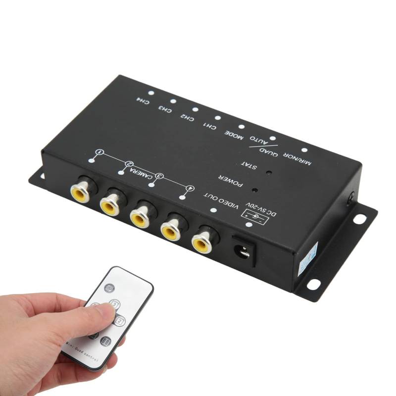 WOOXGEHM Auto Video Splitter Controller, Mobiler Digitaler Video Splitter 4 Kanal Mini Video Splitter 720P für Busse, Lkws, Boote, Yachten, CCTV Video Teiler von WOOXGEHM