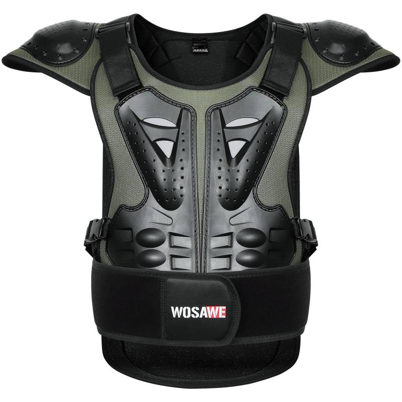 WOSAWE Motorrad Schutz Jacke für Erwachsene, Brustpanzer Racing Guard Rückenprotektoren Schutzausrüstung für Riding Skating Roller Skifahren Snowboard (15 Grün, L) von WOSAWE