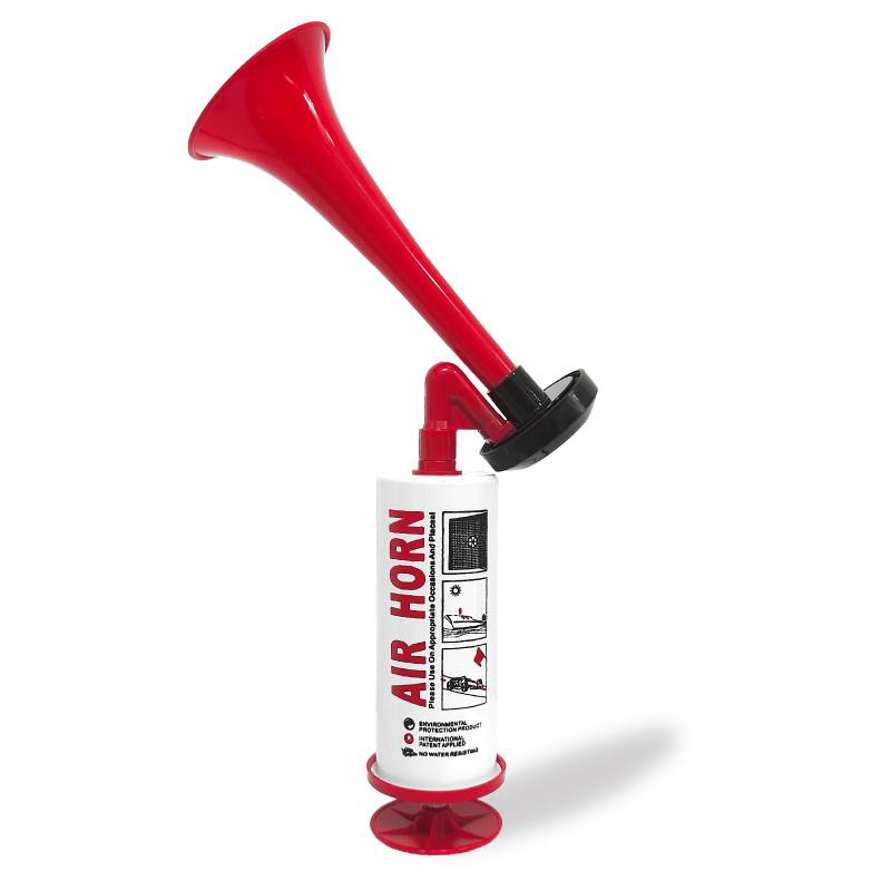 Metall Fanfare Luftdruck, Air Horn Extrem Laut, Wiederverwendbare Stadionhorn, Marine und Sport Pumpe Signalhorn (Rot) von WOUMON