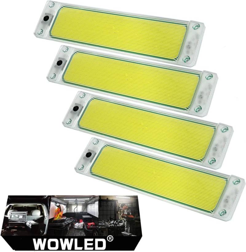 WOWLED 12V 105 COB LED Innenbeleuchtung 4er Pack, 12W LED Wohnmobil Deckenleuchte Bar Lampe mit Ein-/Ausschalter, LED Innenbeleuchtung für Auto Camper Van Bus Caravan Boot Wohnmobil Küchenbeleuchtung von WOWLED