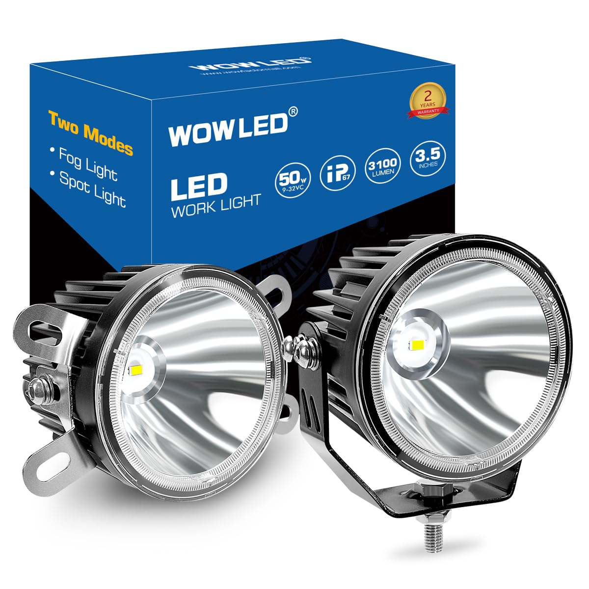 WOWLED 3.5 Inch LED Pod Lights, 2 Pack superhelle 50W LED Off Road Lights Spot Zusatzscheinwerfer Wasserdichtes Nebellicht Led Arbeitsscheinwerfer Bar Für LKW Auto ATV SUV Motorrad Kabine Boot 12V 24V von WOWLED