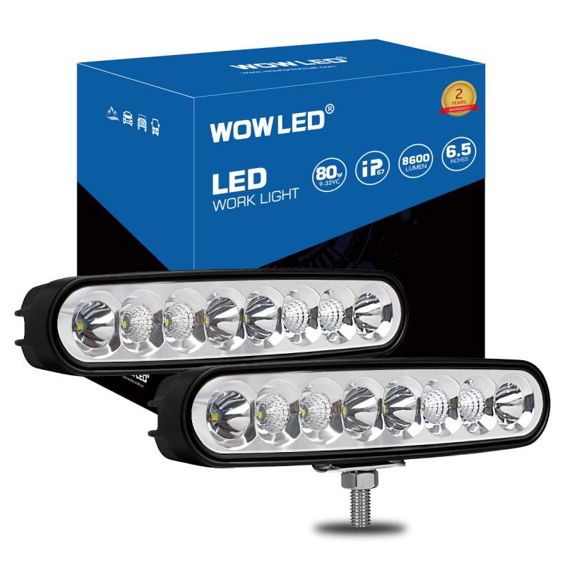 WOWLED Upgraded Light Bars 4x4, 2 Pack 6,5 Zoll Flood Spot Combo LED Light Bar 12v Spot Lights, 8600LMS 12V 24V Super Bright led car Spot lights 4x4 for Jeep Tractor Truck Boat Off-Road led light von WOWLED