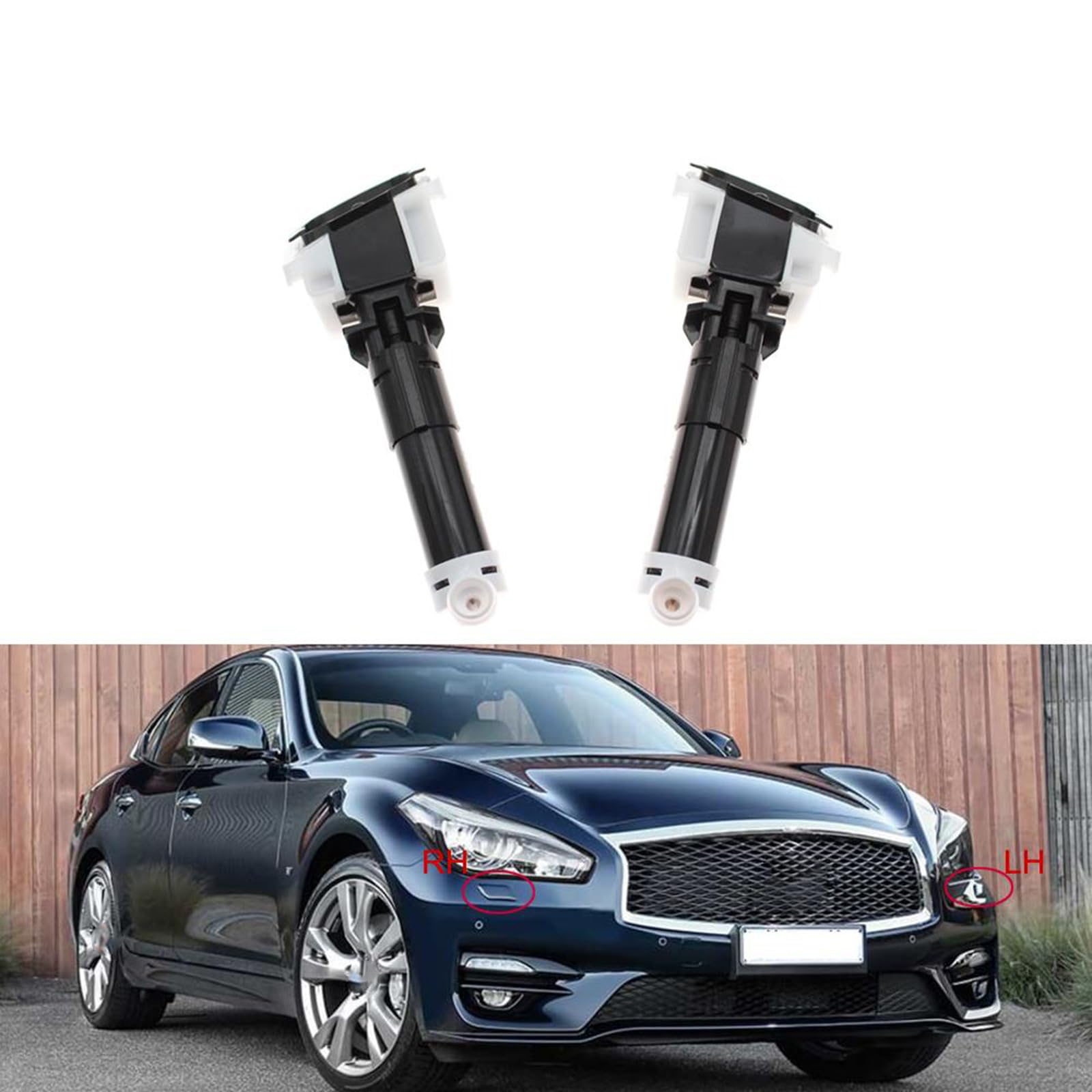 WOZIES Scheinwerfer-Waschdüsen 2 Stück Auto-Scheinwerferwaschdüsen-Kopflicht-Reinigungsstrahlpumpe 28641-1MK0A 28642-1MK0A Wassersprüher Für Infiniti Q70 2013–2017 von WOZIES