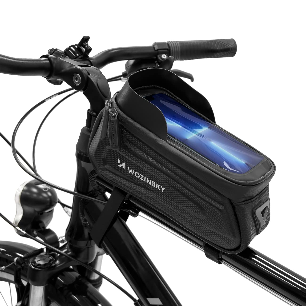 WOZINSKY Fahrradtasche Rahmentasche Wasserdicht Mountainbike Fahrradhandytasche Fahrradtasche Oberrohrtasche 1,7 L für iPhone 13/13 pro/13 Mini /12 pro /12/12 Mini/Smartphones bis zu 6.5 Zoll von WOZINSKY