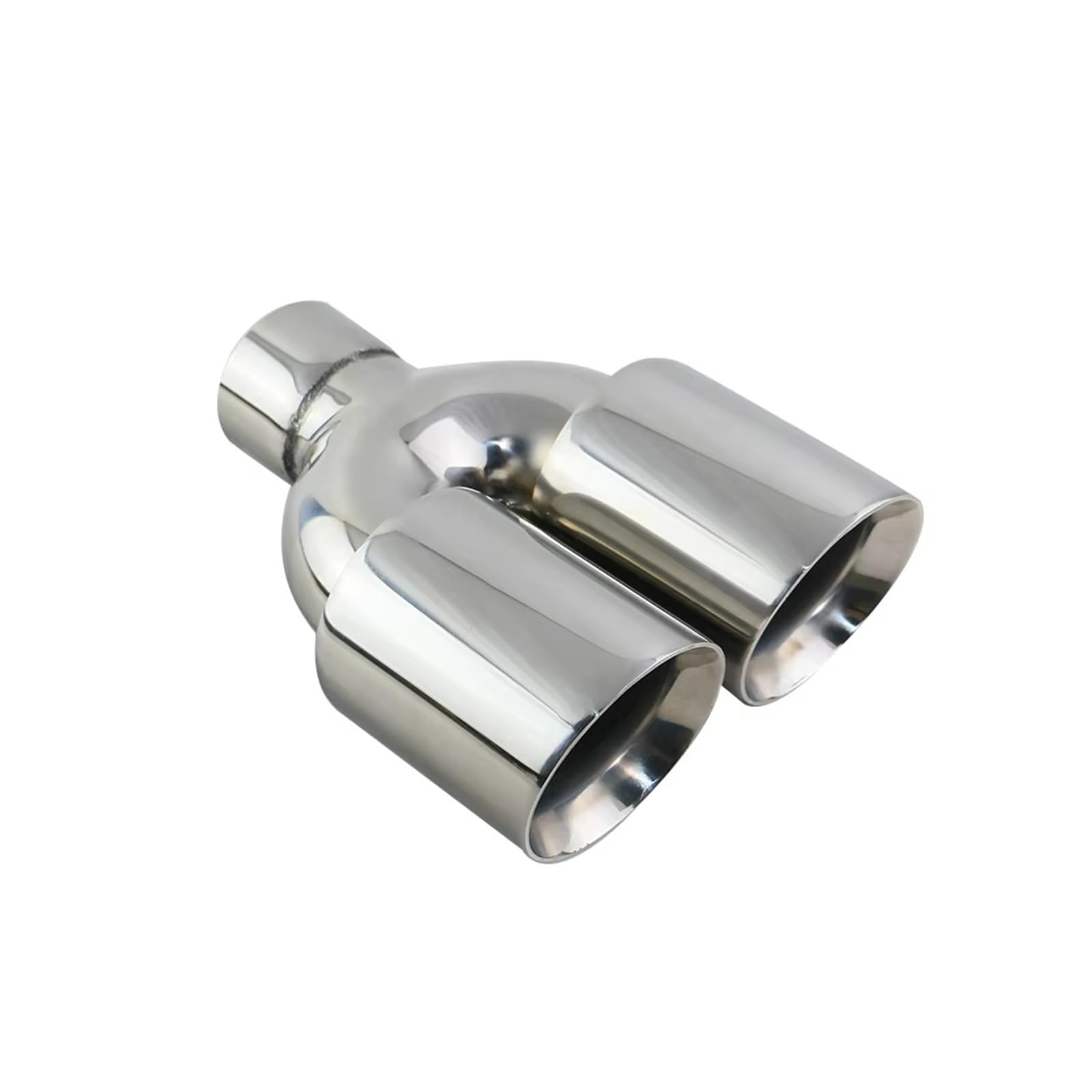 Auspuffblende Auto Auto Edelstahl Auto Auspuff Endrohr Schnittstelle 63mm Rund Dual Outlet 89mm Schalldämpfer Endrohr Silber Schalldämpfer Spitze(EM20115a) von WPHLYZ