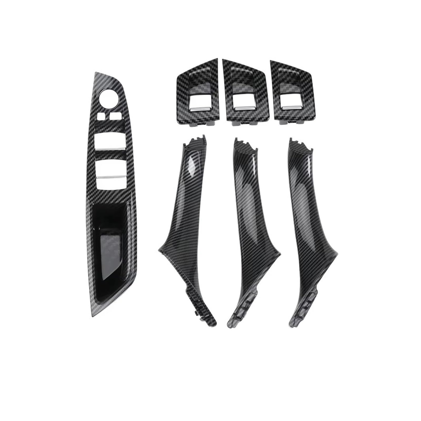 Auto Türgriff Innen 5 Für Serie Für F10 Für F18 523 525 528 LHD RHD 7 Farben Beige Schwarz Carbon Faser Auto Innen Tür Griff Pull 7PCS Set Auto Innentürgriff(LHD Carbon) von WPHLYZ