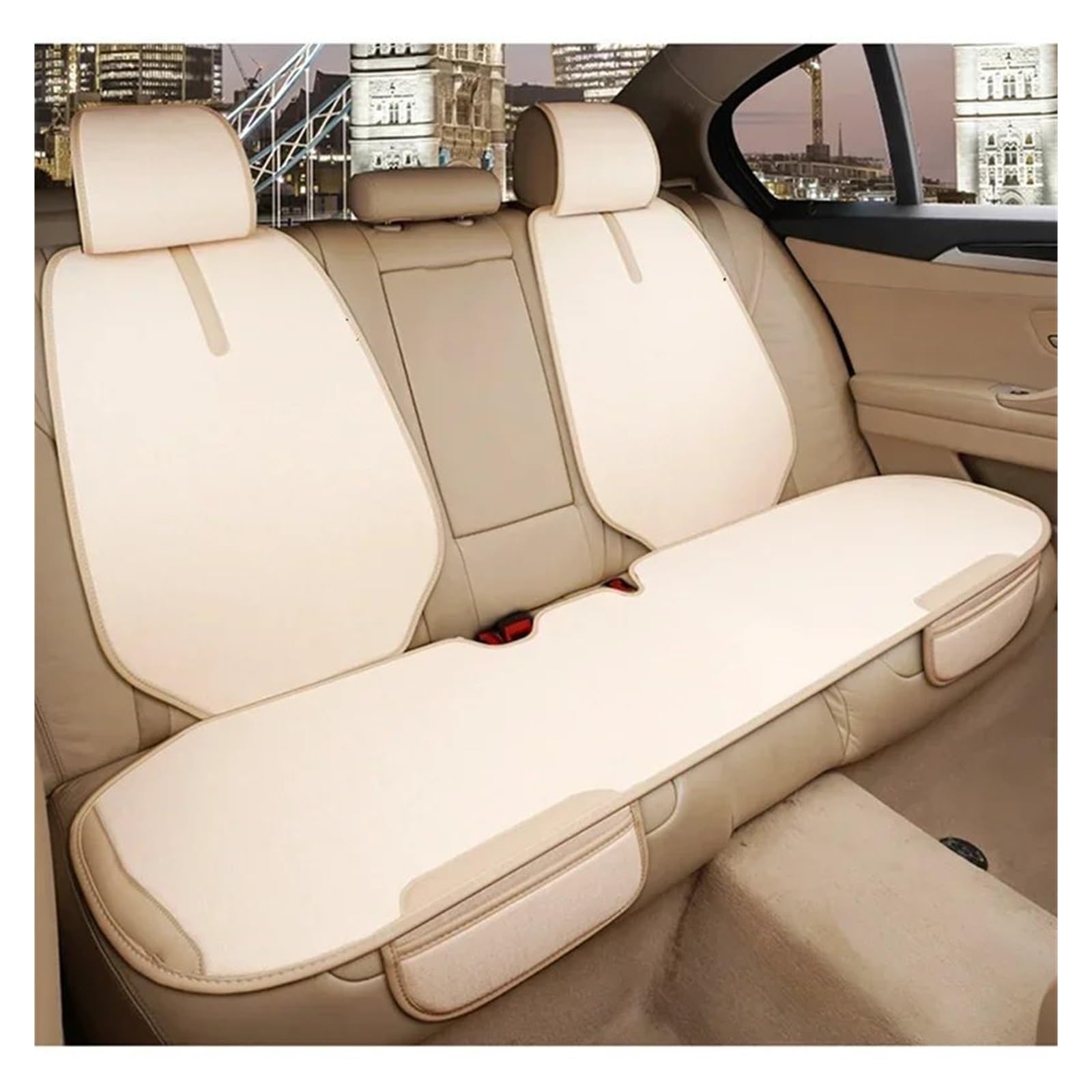 Autositzschoner Auto Sitzbezug Auto Kissen Schutz Für Chevrolet Für Cruze Für Blazer Für Captiva Für Camaro Für Aveo Für Malibu Für Equinox Autositzbezüge(Back -Beige) von WPHLYZ