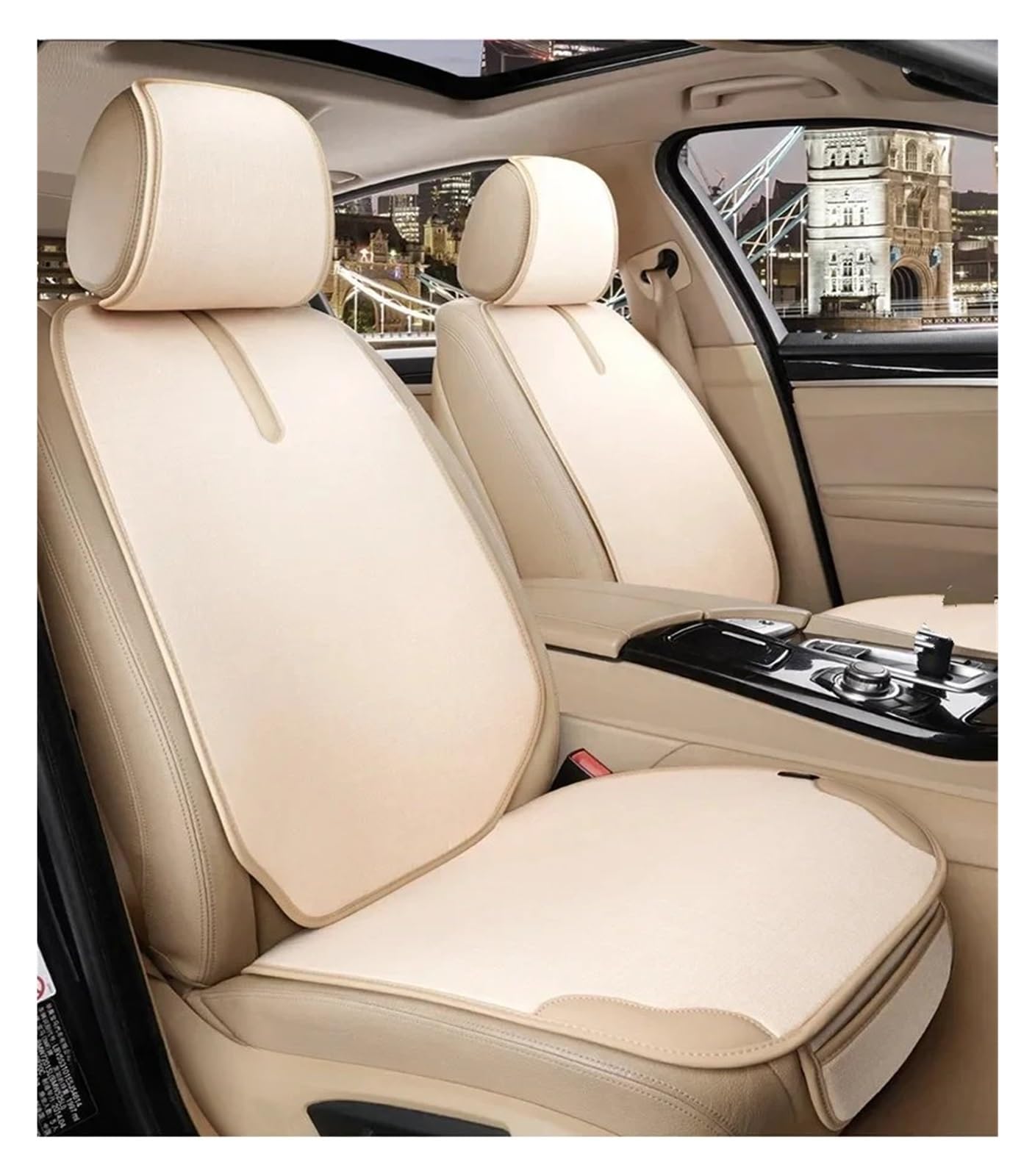 Autositzschoner Auto Sitzbezug Auto Kissen Schutz Für Chevrolet Für Cruze Für Blazer Für Captiva Für Camaro Für Aveo Für Malibu Für Equinox Autositzbezüge(Front -Beige) von WPHLYZ