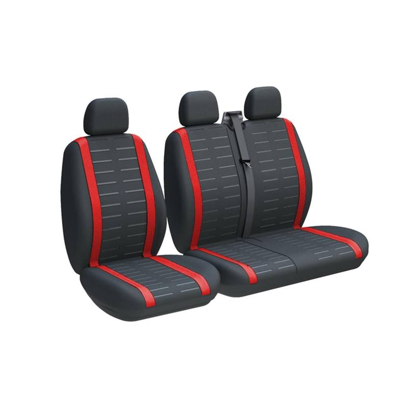 Autositzschoner Autositzbezüge Universal 2+1 LKW-Sitzbezüge Van-Sitzbezug Für Peugeot Für Boxer Autositzbezüge(3 Seater RED) von WPHLYZ