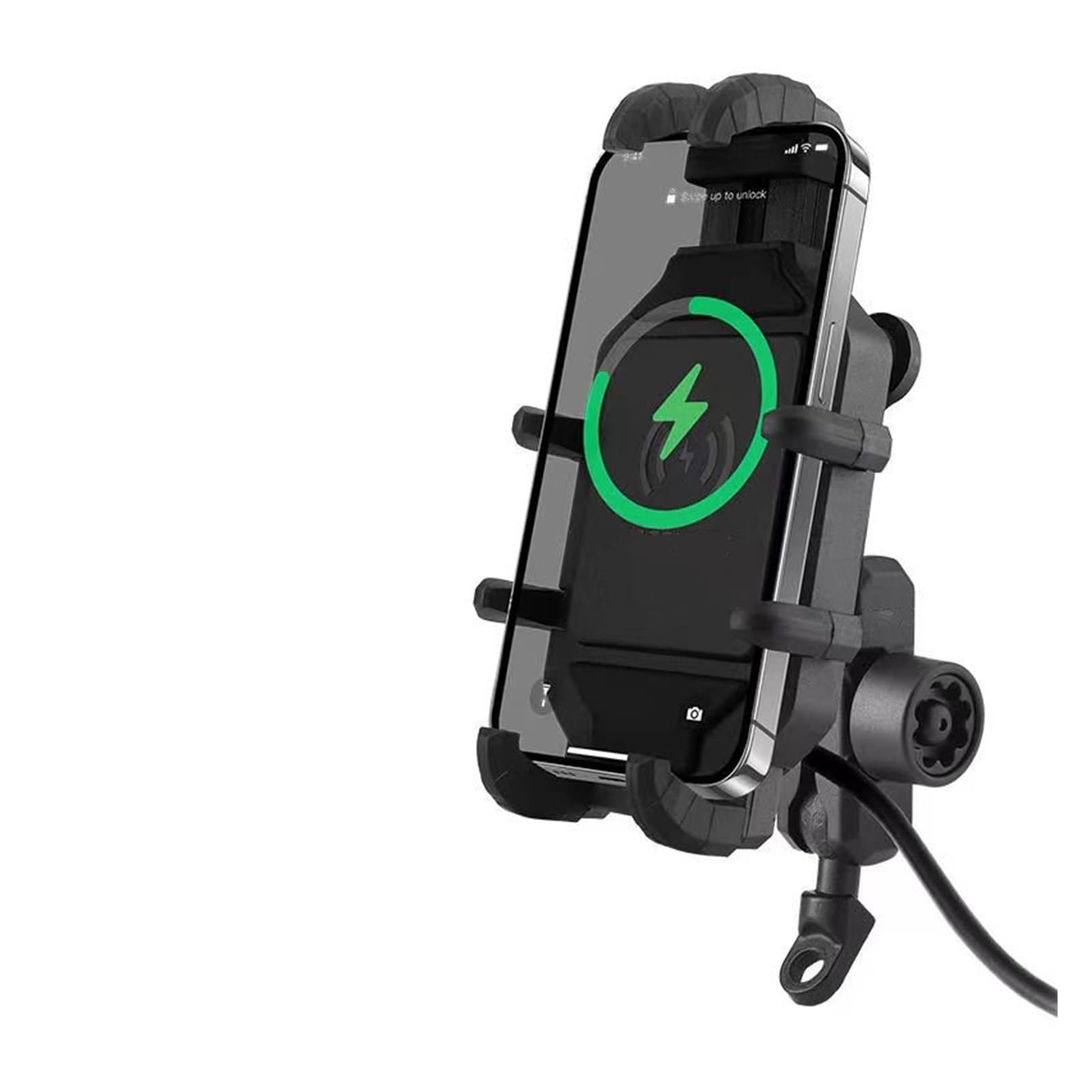 GPS Navigations Halterung Outdoor Motorrad Reiten Stoßdämpfung Handy Halterung Acht Klaue Feste Halterung Drahtlose Lade Navigation Halter Telefonhalterung(Charging - Mirror) von WPHLYZ