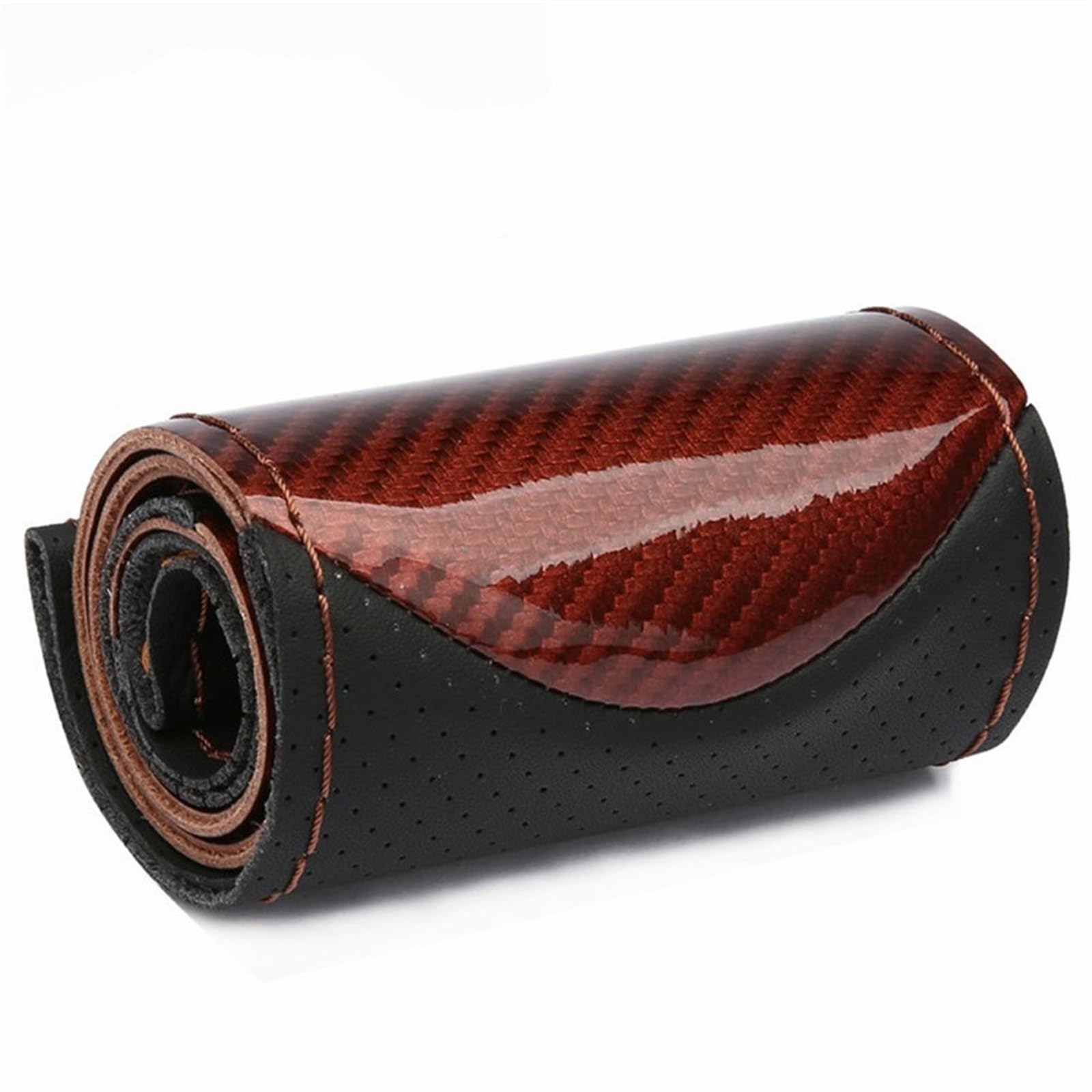 Lenkradhüllen Crystal Carbon Fiber Sports Handgenähter Lenkradbezug Auto-Radbezug Rutschfester Lederzopf Für Das Lenkrad Lenkradbezug(Coffee) von WPHLYZ