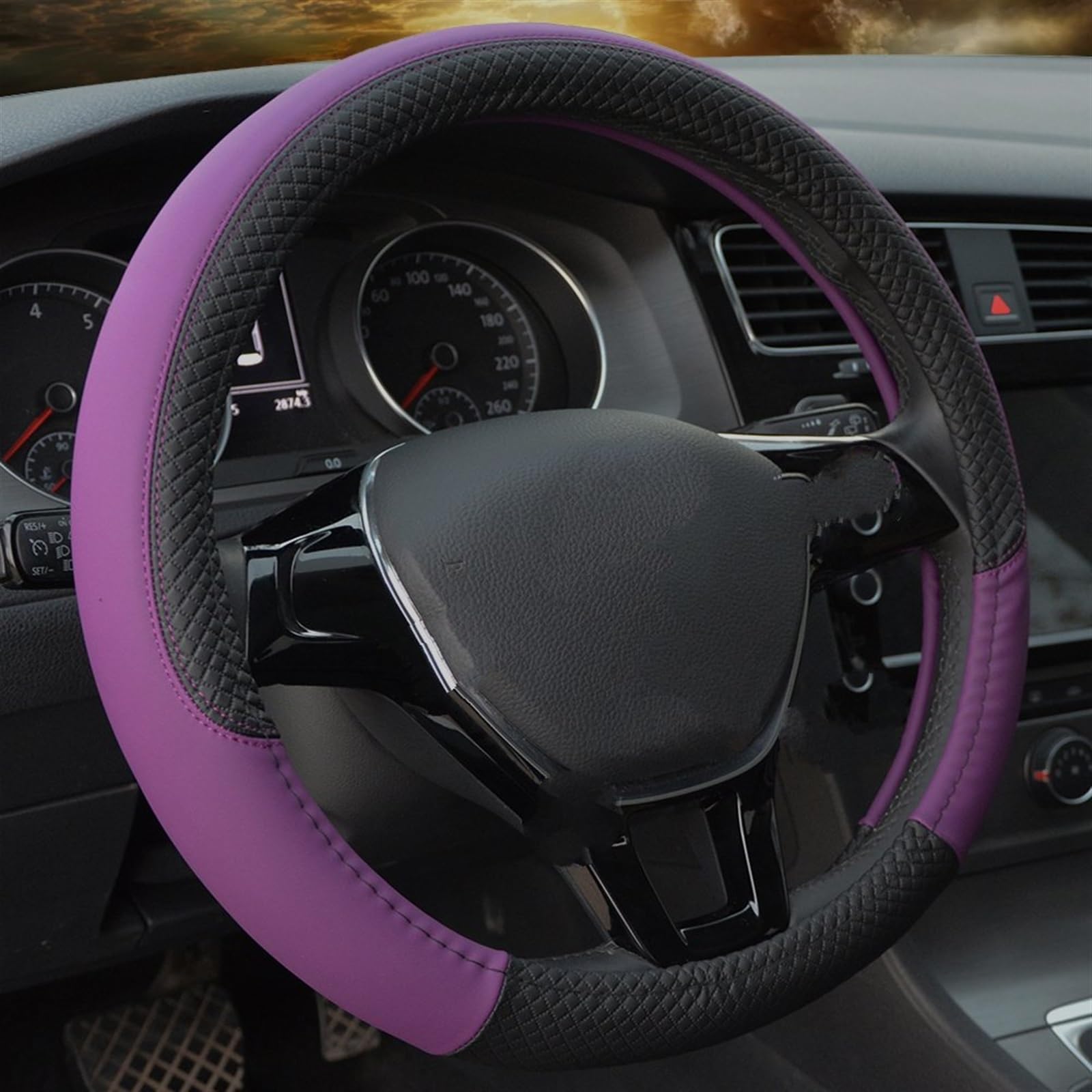 Lenkradhüllen Sport Auto Lenkradbezüge Anti-Rutsch-PU-Leder Fit 37~38cm Lenkrad Auto-Styling 9 Farben Auto Zubehör Lenkradbezug(Purple) von WPHLYZ