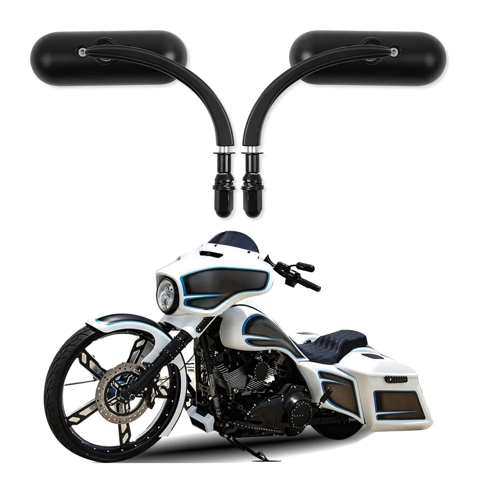 WPIGRBMD Motorrad Spiegel Motorrad Rearview Außenspiegel 8mm 10mm Für Har&Ley Sportster XL Touring Electra Glide Dyna Low Rider Softail Für H&ond&a von WPIGRBMD