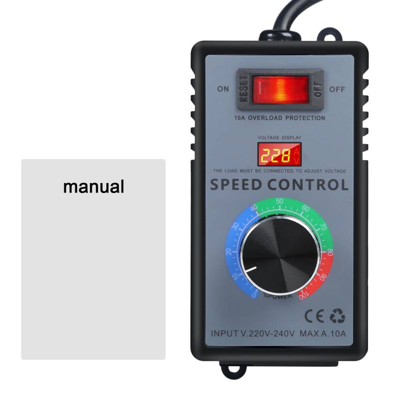 Motor Drehzahlregler, AC 220V Variable Fan Speed Controller 10A 4000W Stufenloser Spannungsregler Dimmer Einsteller für Spannung Geschwindigkeit Temperatur Licht von WPKD BLUEIY