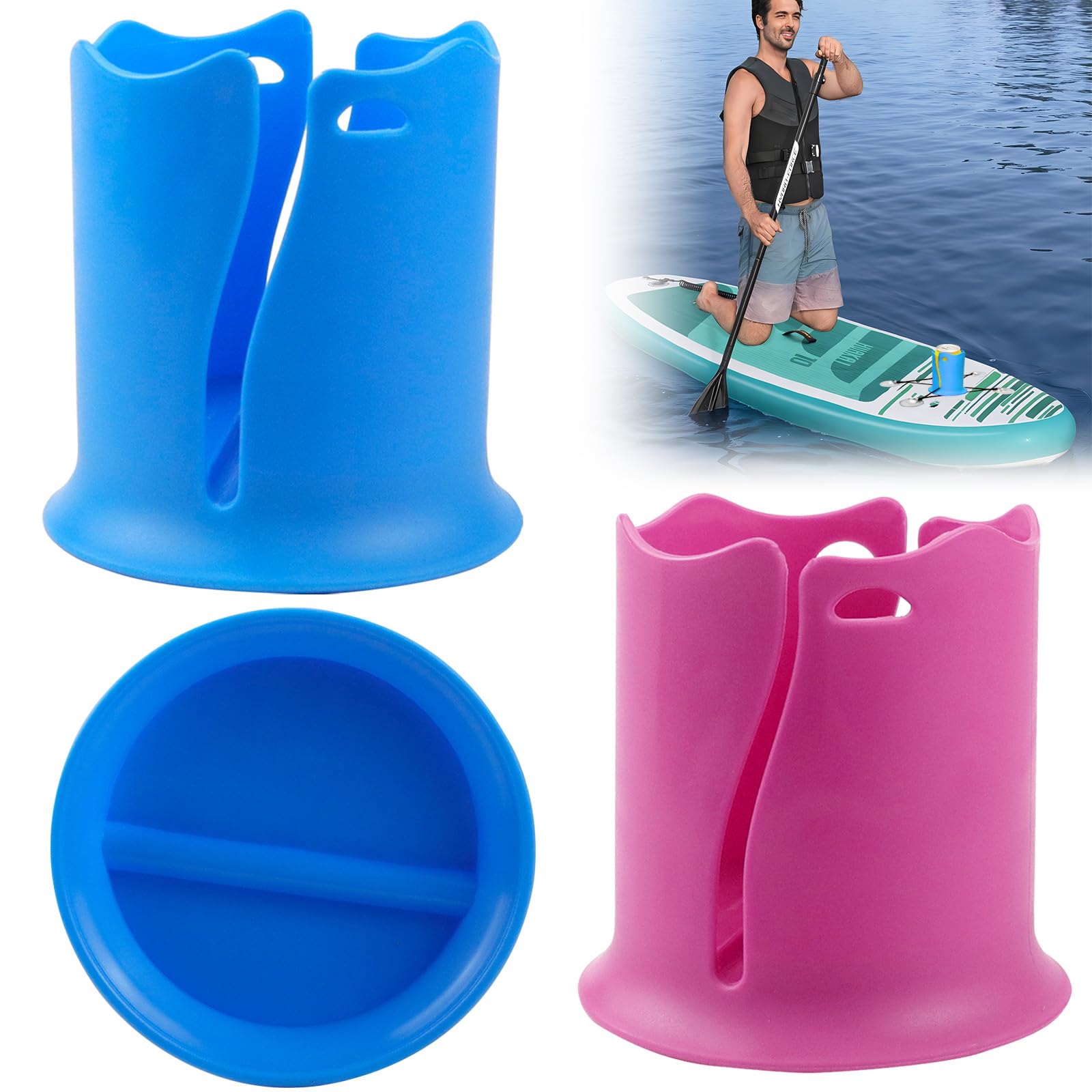 WPPQWP 2 Stück Paddle Board Getränkehalter, SUP Paddle Board Getränkehalter Zubehör, Stand Up Paddle Board Zubehör, Kajak-Wasserflaschenhalter, Kajak Getränkehalter für Meisten Getränk, Becher von WPPQWP