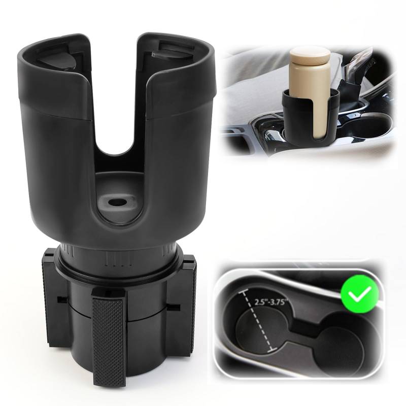 WPPQWP Getränkehalter Auto Adapter, Becherhalter Auto Mittelkonsole, Universeller Cup Holder(Verstellbarer Boden & Untersetzer & Schlitzdesign des Griffs), Tasse Ø 3,4"-4,1” (Runder) von WPPQWP