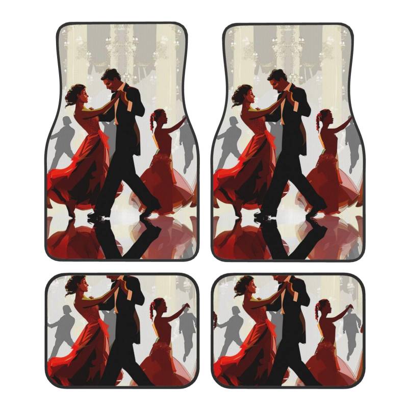 Ballroom Dance Bedruckte Auto Fußmatten Set 4 Stück Universal Rutschfeste Automatten Teppich für Auto SUV LKW von WPUTY