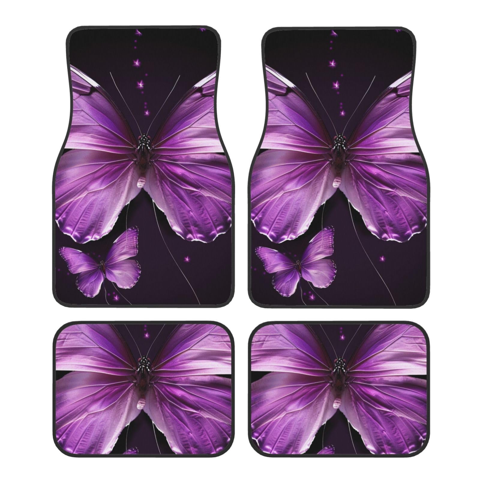 Lovely Butterfly Printed Auto Fußmatten Set 4 Stück Universal rutschfeste Automatten Teppich für Auto SUV LKW von WPUTY