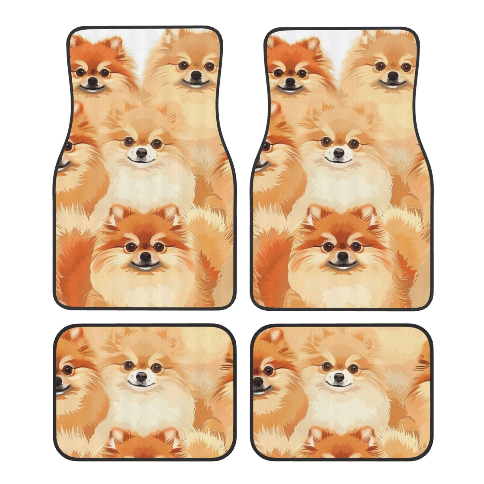 Pomeranian Pattern Printed Auto Fußmatten Set 4 Stück Universal rutschfeste Automatten Teppich für Auto SUV LKW von WPUTY