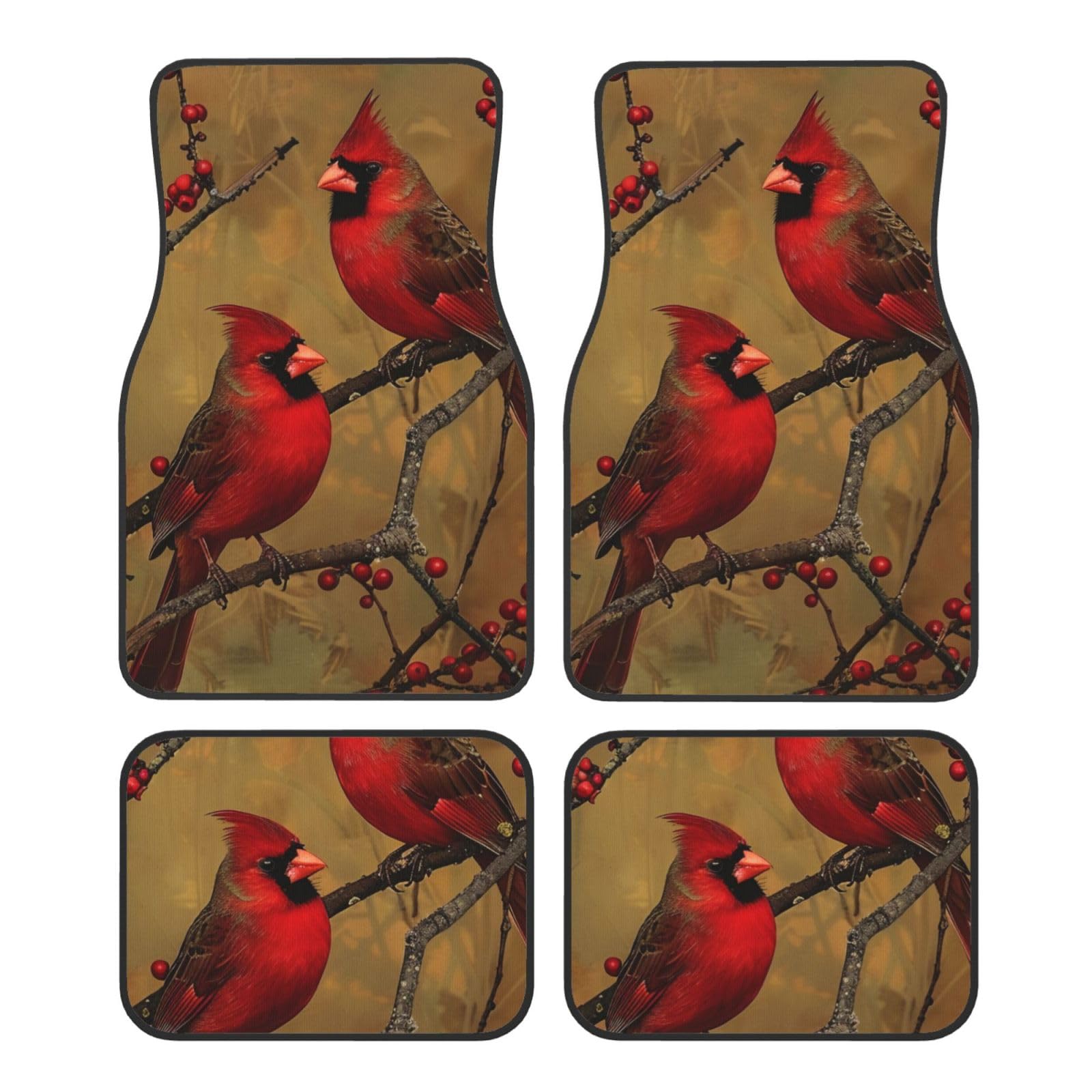 Red Birds Printed Auto Fußmatten Set 4 Stück Universal rutschfeste Automatten Teppich für Auto SUV LKW von WPUTY